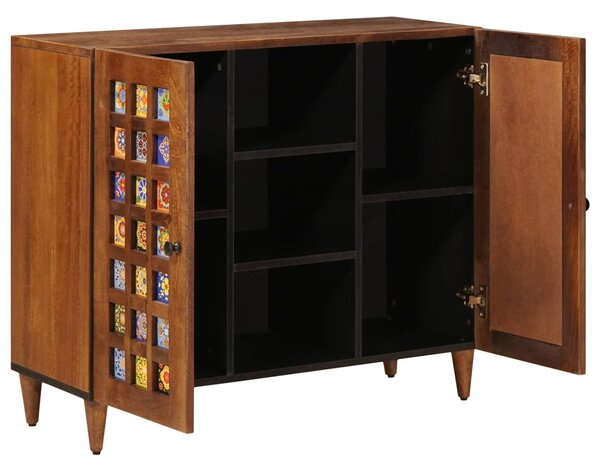 VidaXL Széf polcokkal tárolóval Dió 90 x 33,5 x 75 cm Tömör Mangófát