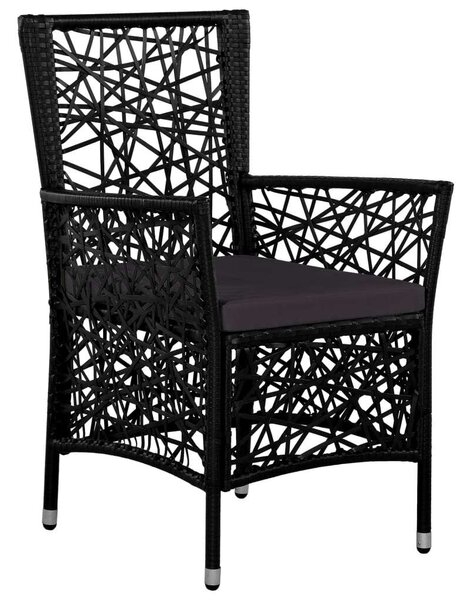 VidaXL Polyrattan Étkezőgarnitúra - 7 részes - Fekete
