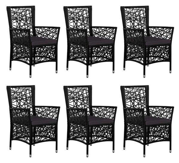 VidaXL Polyrattan Étkezőgarnitúra - 7 részes - Fekete