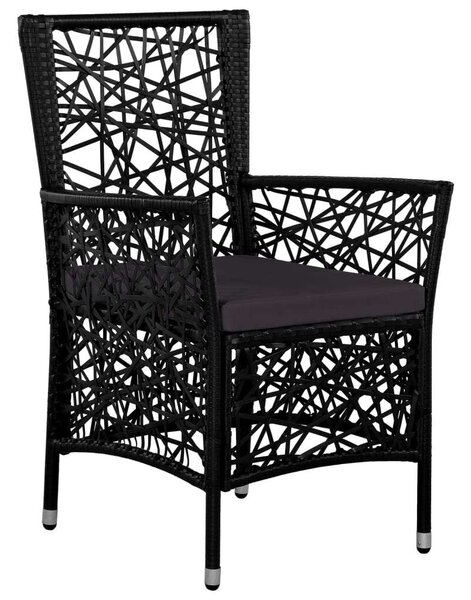 VidaXL Polyrattan Étkezőgarnitúra - 7 részes - Fekete