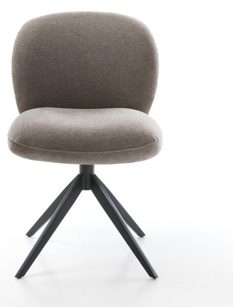 DELIFE Étkezőszék Nube-Flex strukturált szövet puha taupe kereszt láb széles fekete 360°-ban forgatható billenő funkció zsákrugós matrac