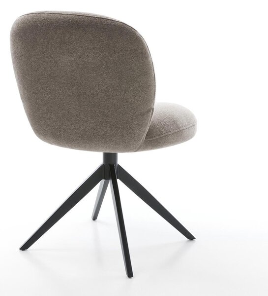 DELIFE Étkezőszék Nube-Flex strukturált szövet puha taupe kereszt láb széles fekete 360°-ban forgatható billenő funkció zsákrugós matrac