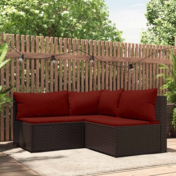 VidaXL 3 részes barna polyrattan kerti ülőgarnitúra párnával