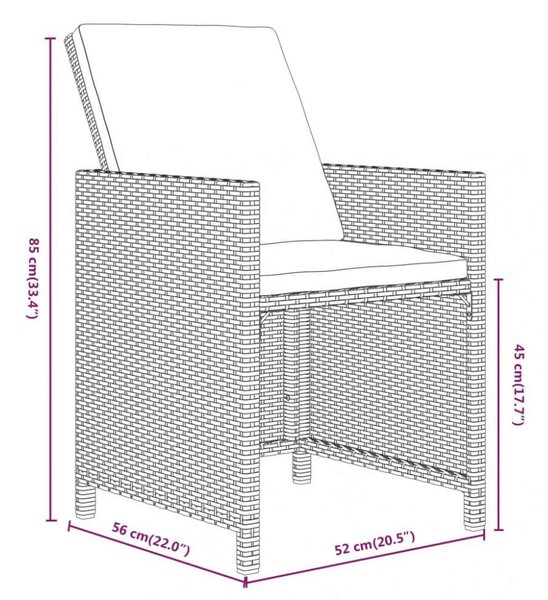 VidaXL 17 részes bézs polyrattan kerti étkezőgarnitúra párnákkal