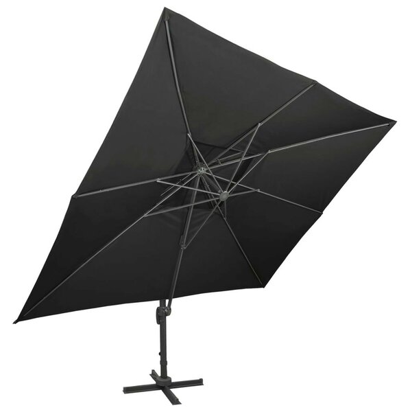 VidaXL fekete dupla tetejű konzolos napernyő 400 x 300 cm