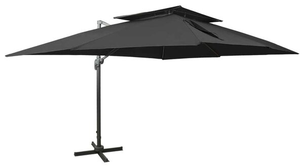 VidaXL fekete dupla tetejű konzolos napernyő 400 x 300 cm