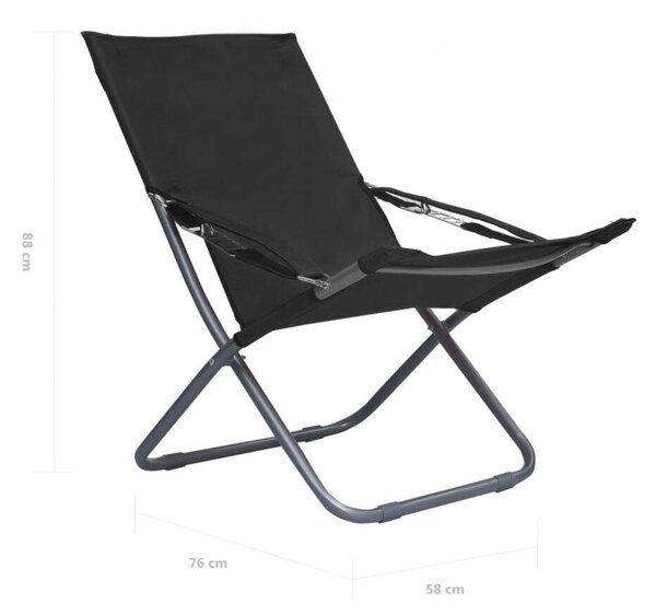 VidaXL 2 db összecsukható fekete szövet strandszék