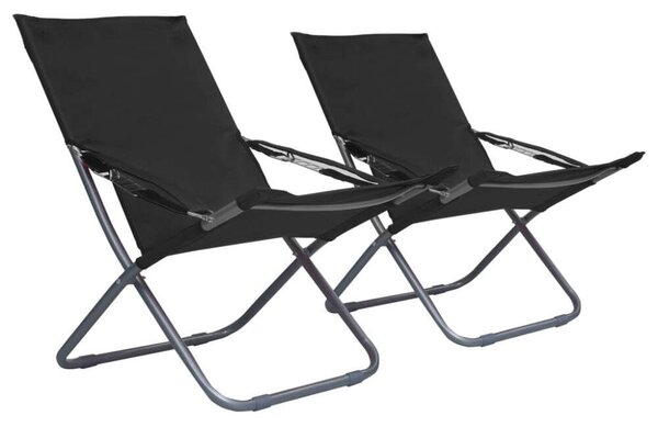 VidaXL 2 db összecsukható fekete szövet strandszék