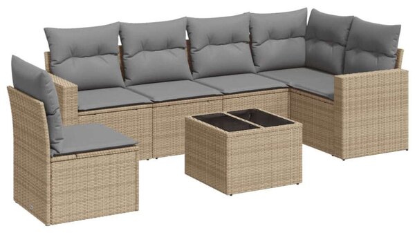VidaXL Polyrattan Kerti Ülőgarnitúra - 7 részes - Bézs