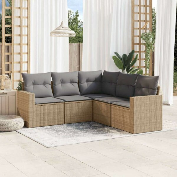 VidaXL Polyrattan Kerti Ülőgarnitúra - 5 részes - Bézs