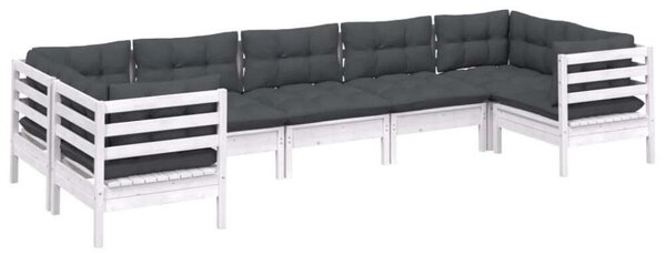 Fenyőfa Kerti Ülőgarnitúra - 7 részes - Fehér