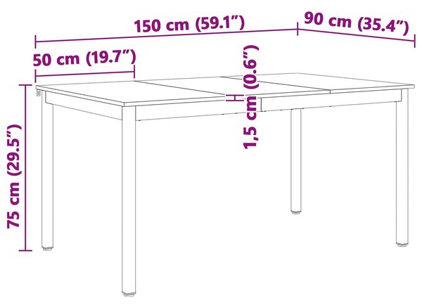 VidaXL Étkezőasztal Fehér 150 x 90 x 75 cm Tömör fenyőfa