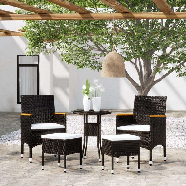 VidaXL 5 részes fekete polyrattan kerti ülőgarnitúra