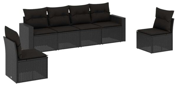 VidaXL Polyrattan Kerti Ülőgarnitúra - Fekete - 6 részes
