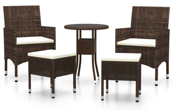 VidaXL 5 részes barna polyrattan kerti ülőgarnitúra