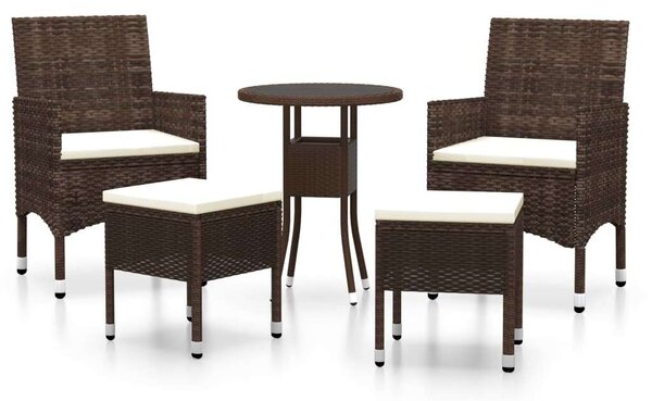 VidaXL 5 részes barna polyrattan kerti ülőgarnitúra