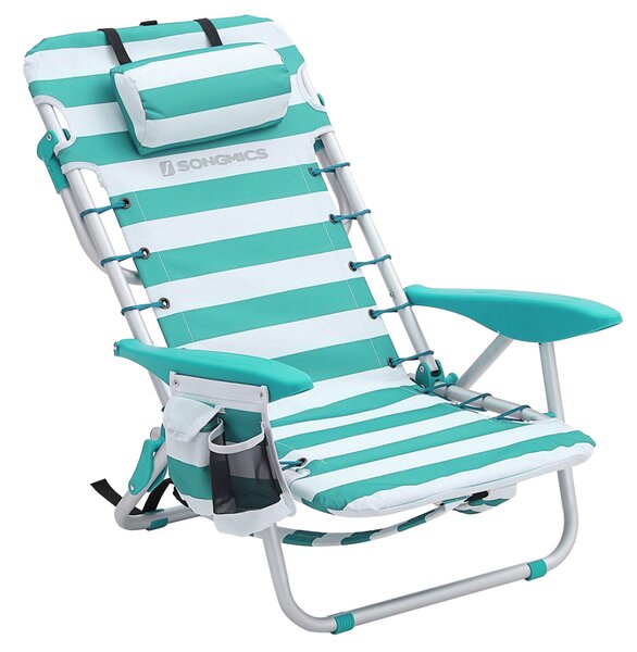 RHODOS strand szék, 68x63x75cm, fehér/zöld SongmicsHome