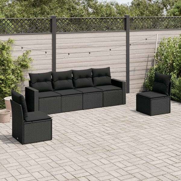 VidaXL Polyrattan Kerti Ülőgarnitúra - Fekete - 6 részes