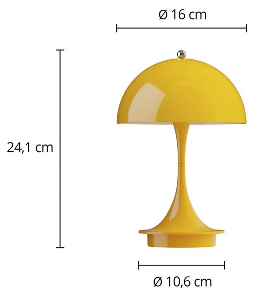 Louis Poulsen Panthella PORTABLE 160 V3, átlátszatlan sárga, dimmelhető, Sárga / narancssárga, Nappali / Étkező, Műanyag, Dizájn