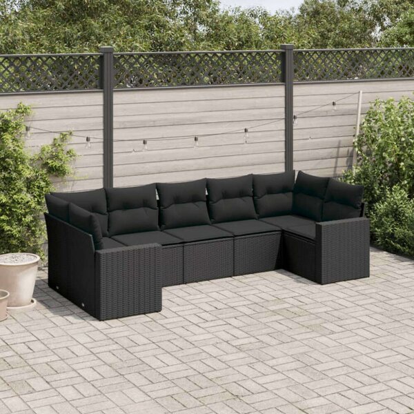 VidaXL Polyrattan Kerti Ülőgarnitúra - 7 részes - Fekete