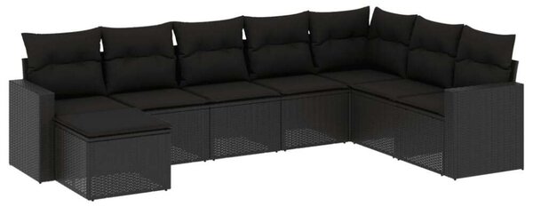 Polyrattan Kerti Ülőgarnitúra - 8 részes - Fekete