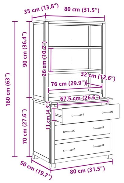 VidaXL Tároló bútor készlet 2 db Barna 80 x 50 x 160 cm Tömör Tölgyfa