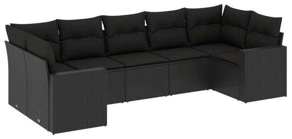 VidaXL Polyrattan Kerti Ülőgarnitúra - 7 részes - Fekete