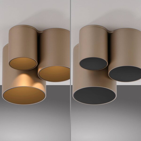 PURE Point LED fürdőszoba mennyezeti világítás, bronz, 18 cm, 3 izzós, IP44, dimmelhető, Bronz / antik sárgaréz, Fürdőszoba, fém, Modern