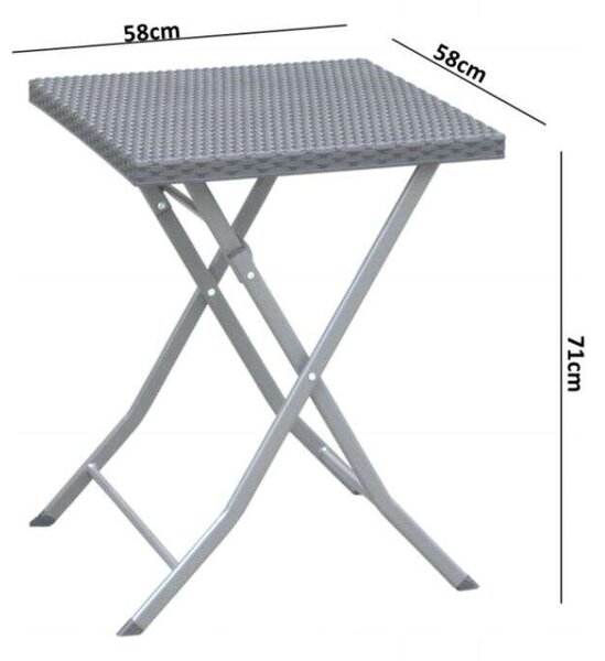 GardenLine Összecsukható kerti bútor szett - Asztal + 2 db szék - Antracit