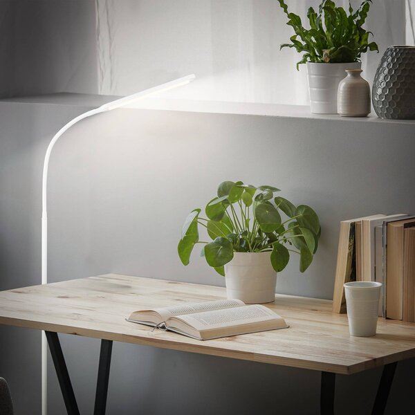 Briloner LED álló lámpa Mura, fehér, magasság 170 cm, fém, érintésérzékeny dimmer, dimmelhető, Fehér / opál, Nappali / Étkező, Műanyag, Modern