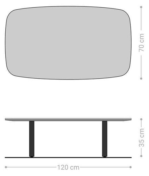 DELIFE Dohányzóasztal Edge hajóformájú 120x70 cm kerámia onyx pearl ovada titán színű effektfinish