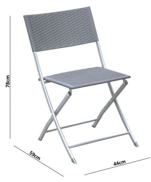 GardenLine Összecsukható kerti bútor szett - Asztal + 2 db szék - Antracit