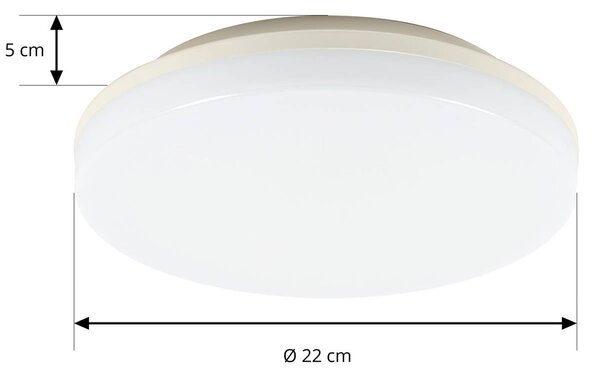 PRIOS Prios Artin LED lámpa, érzékelő, kerek, 22 cm, Fehér / opál, Fürdőszoba, Műanyag, Modern