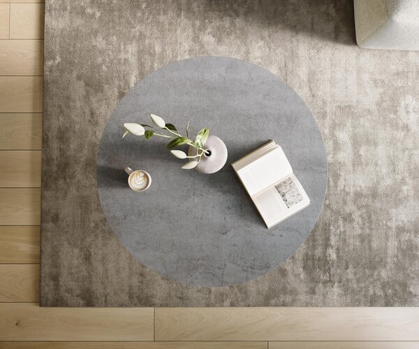 DELIFE Dohányzóasztal Edge kerek 100x100 cm kerámia beton szürke Trive fém fekete