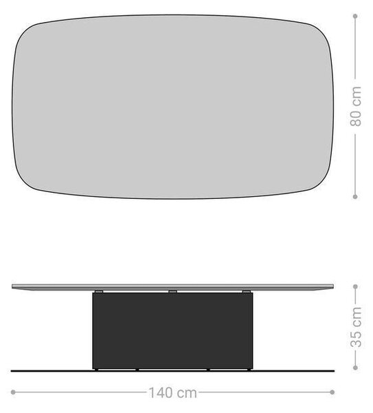 DELIFE Dohányzóasztal Edge hajóformájú 135x80 cm kerámia patagónia polírozott Casilda titán színű effektfinish