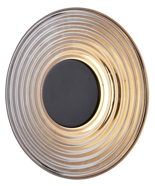 Searchlight Cleo LED fali lámpa, füstszürke/matt fekete, Ø 30 cm, üveg, dimmelhető, Alu / szürke / cink, Nappali / Étkező, Üveg, Modern