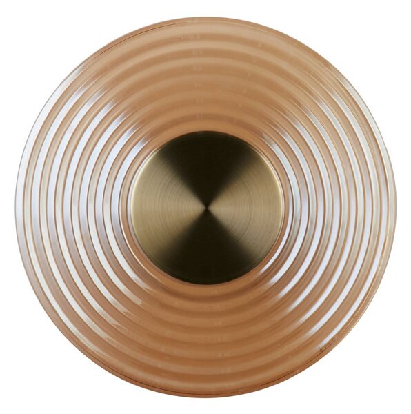 Searchlight LED fali lámpa Cleo, borostyán-/sárgaréz színű, Ø 30 cm, üveg, dimmelhető, Krém / borostyánsárga, Nappali / Étkező, Üveg, Modern
