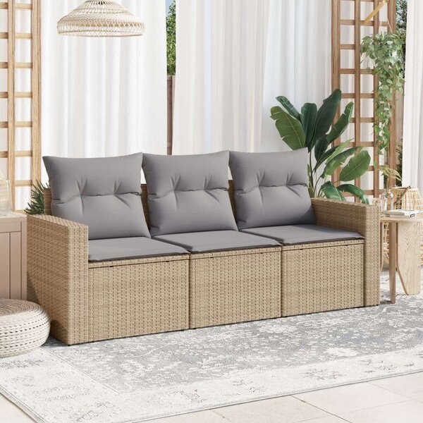 VidaXL 3 részes Kerti Ülőgarnitúra - Bézs Polyrattan