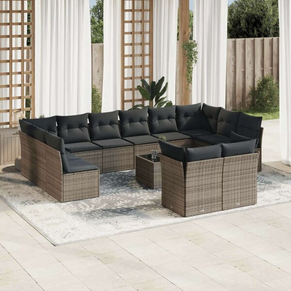 VidaXL Polyrattan Kerti Ülőgarnitúra - 13 részes - Szürke