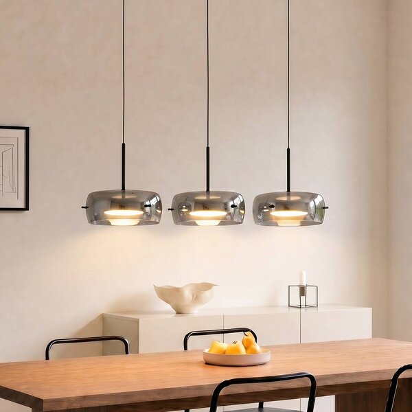 Lucande LED lógó világítás Martis, fekete, 3 izzós, fokozatos dimmelhető, dimmelhető, Fekete, Nappali / Étkező, Üveg, Modern