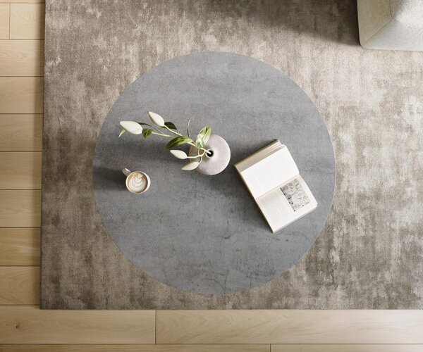 DELIFE Dohányzóasztal Edge kerek 100x100 cm kerámia beton szürke Sarity rozsdamentes acél szálcsiszolt