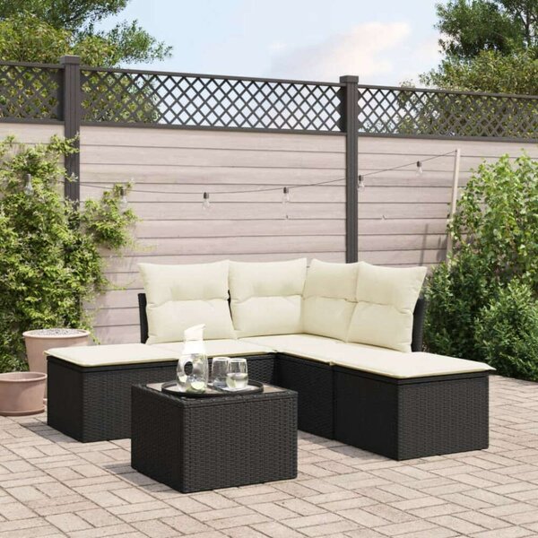 Polyrattan Kerti Ülőgarnitúra - 6 részes - Fekete