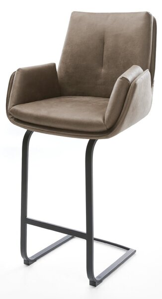 DELIFE Bárszék Clea-Flex mikroszálas taupe vintage konzolos láb laposacél fém fekete
