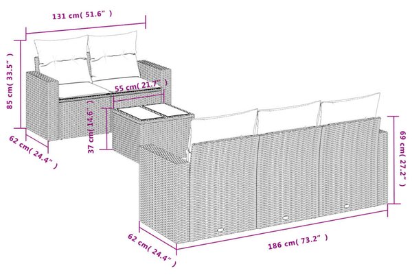 VidaXL 6 részes bézs polyrattan kerti ülőgarnitúra párnával