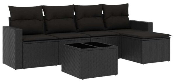 VidaXL Polyrattan Kerti Ülőgarnitúra - 6 részes - Fekete