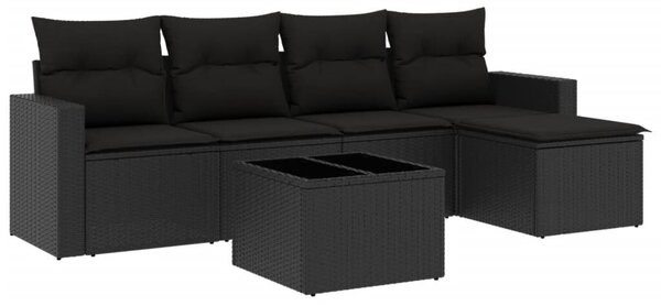 VidaXL Polyrattan Kerti Ülőgarnitúra - 6 részes - Fekete