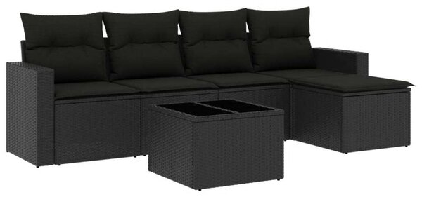 VidaXL Polyrattan Kerti Ülőgarnitúra - 6 részes - Fekete