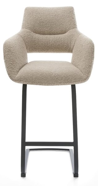 DELIFE Bárszék Yago-Flex bouclé sötét bézs konzolos láb lapos fém fekete zsákrugós