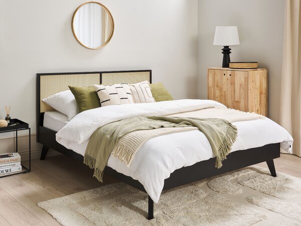 Ágy Rattan MONPAZIER 160 x 200 cm Fekete