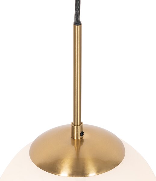 Art Deco függőlámpa arany színben, opálüveggel, fehér 1 fázisú sínadapterrel - Iconic Flore